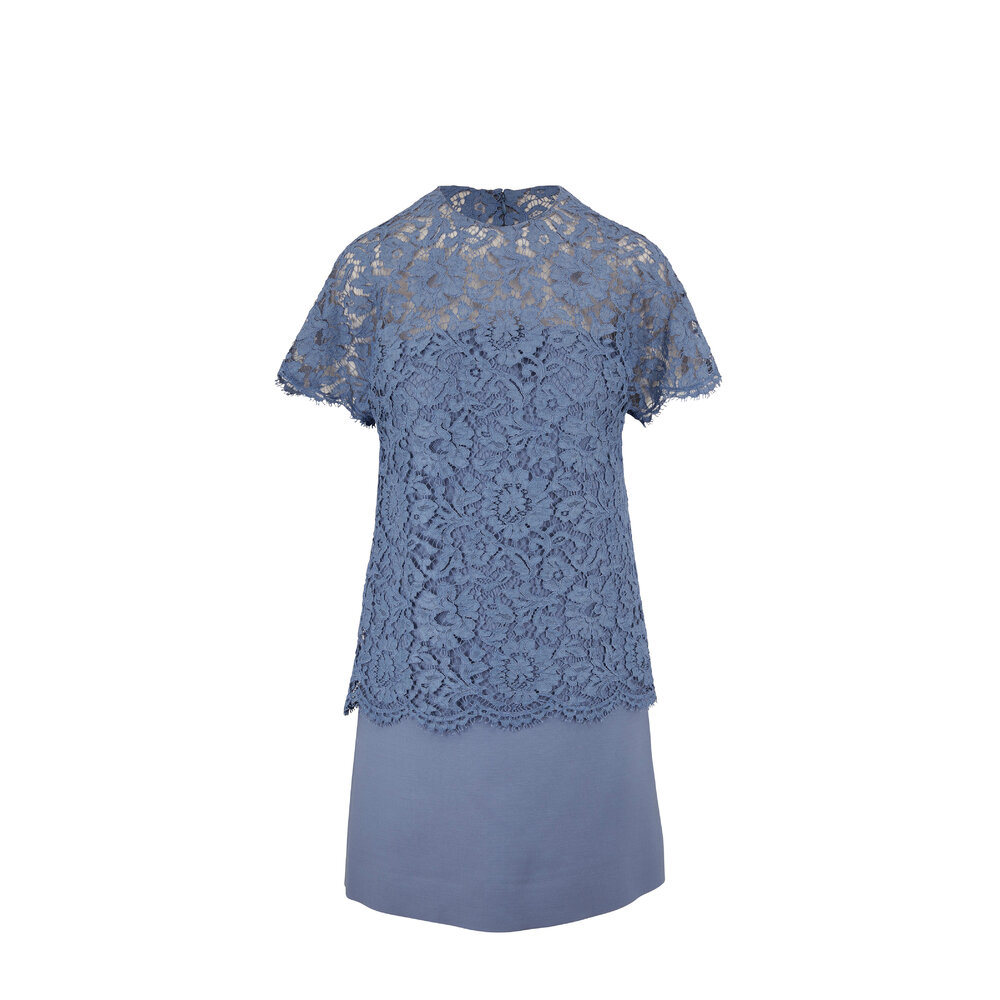Valentino - Cloud Crpe Couture Lace Short Sleeve Dress