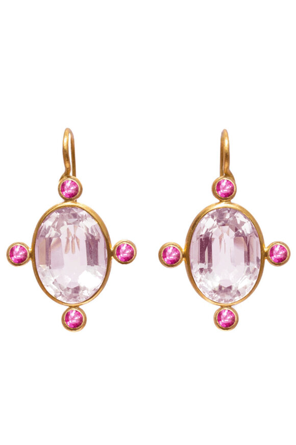 Marie-Hélène De Taillac Pink Sapphire & Rose Constantinople Earrings