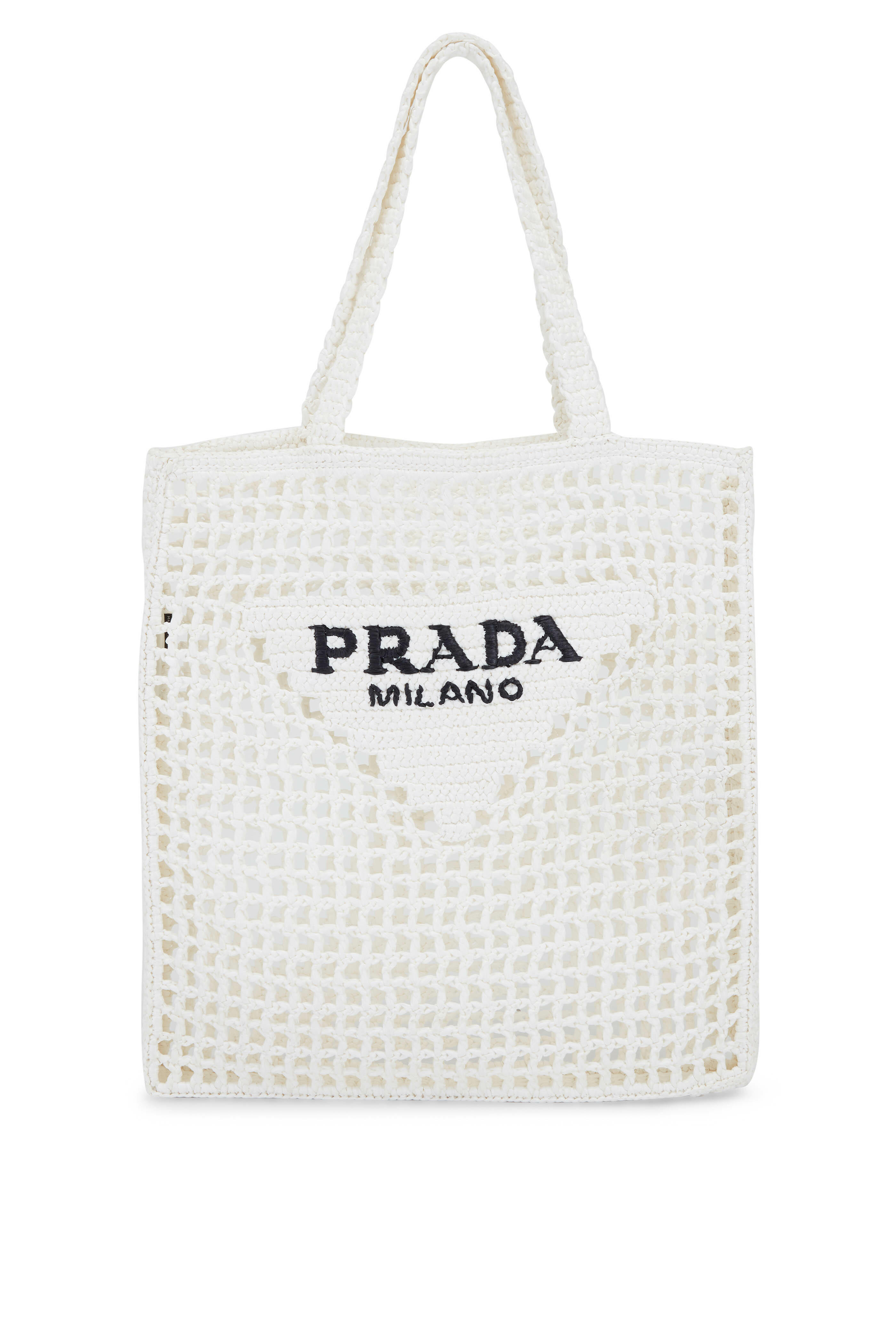 Shop Prada Raffia And Leather Shoulder Bag