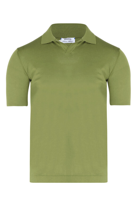 Cesare Attolini Verde Johnny Collar Polo - view 1