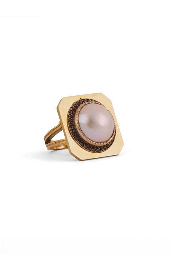 Sylva & Cie Cabochon Pearl & Black Diamond - view 1