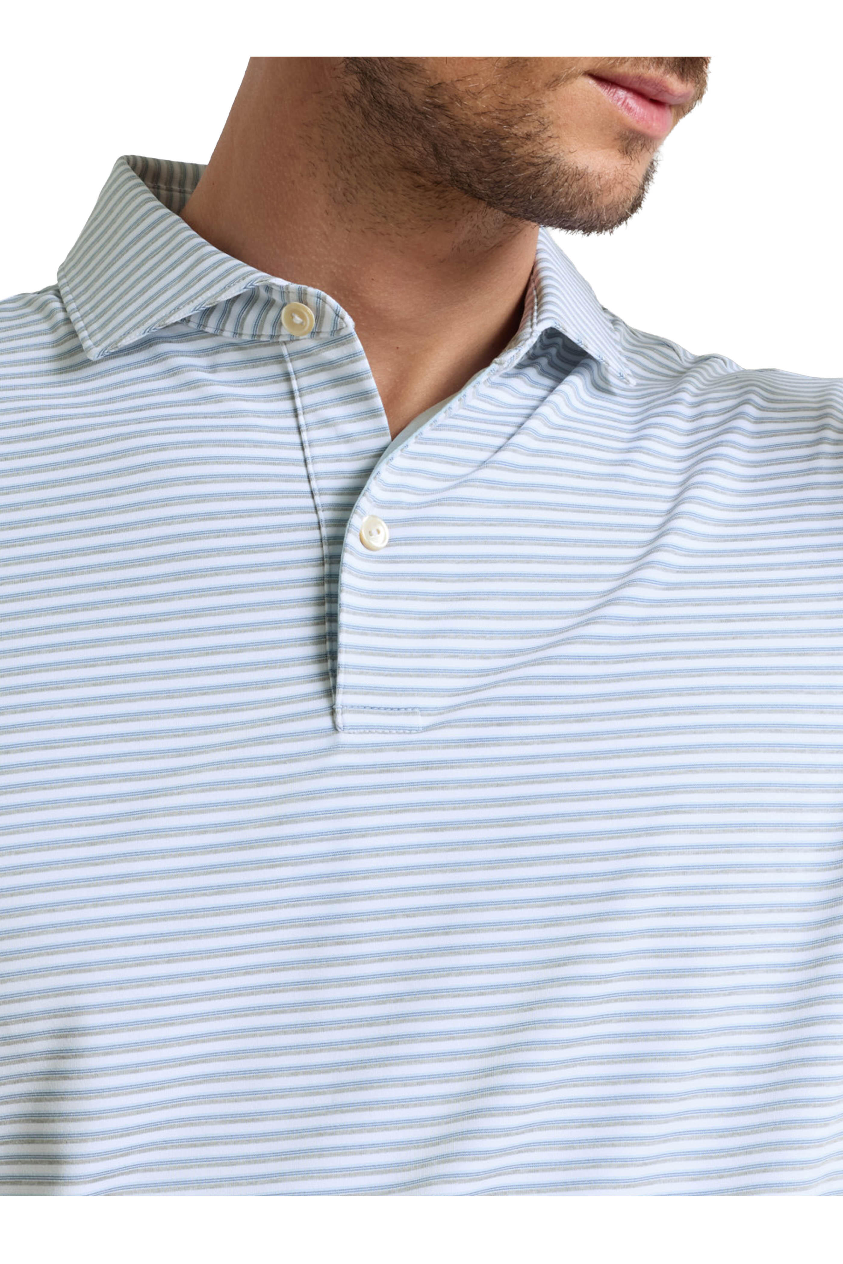 Peter Millar - Gray & Blue Stripe Polo - view 5