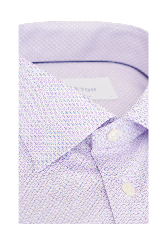 Eton Purple Print Cotton Slim Fit Dress Shirt - view 6