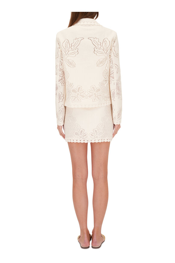 Valentino - Ivory Cotton Mossi Mini Dress 