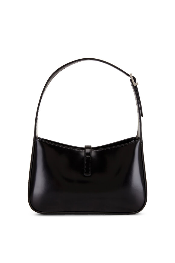 Saint Laurent - Black Spazzolato Leather Logo Hobo Shoulder Bag 