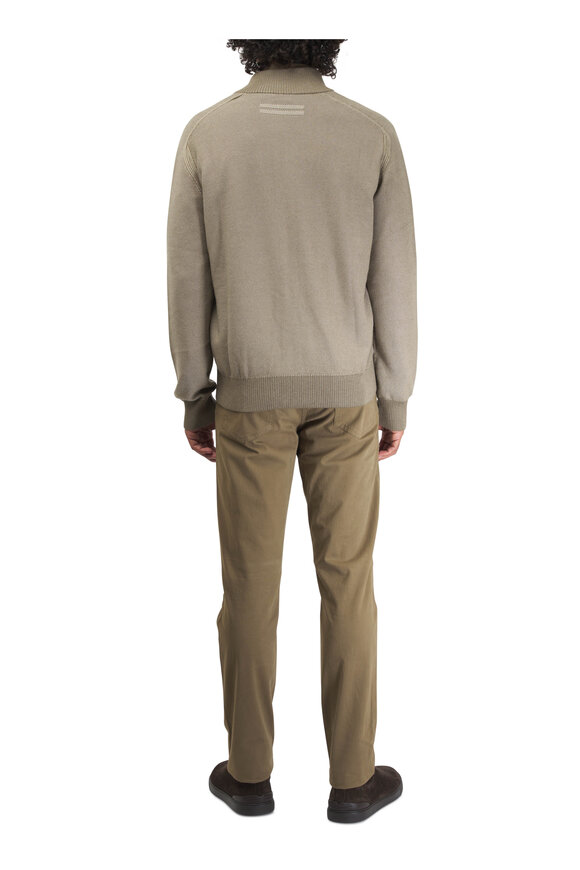 Zegna - Olive Gabardine Five Pocket Pant