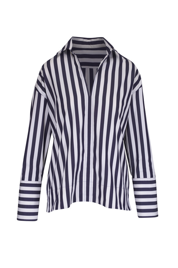 Odeeh Blue & White Bold Stripe Blouse