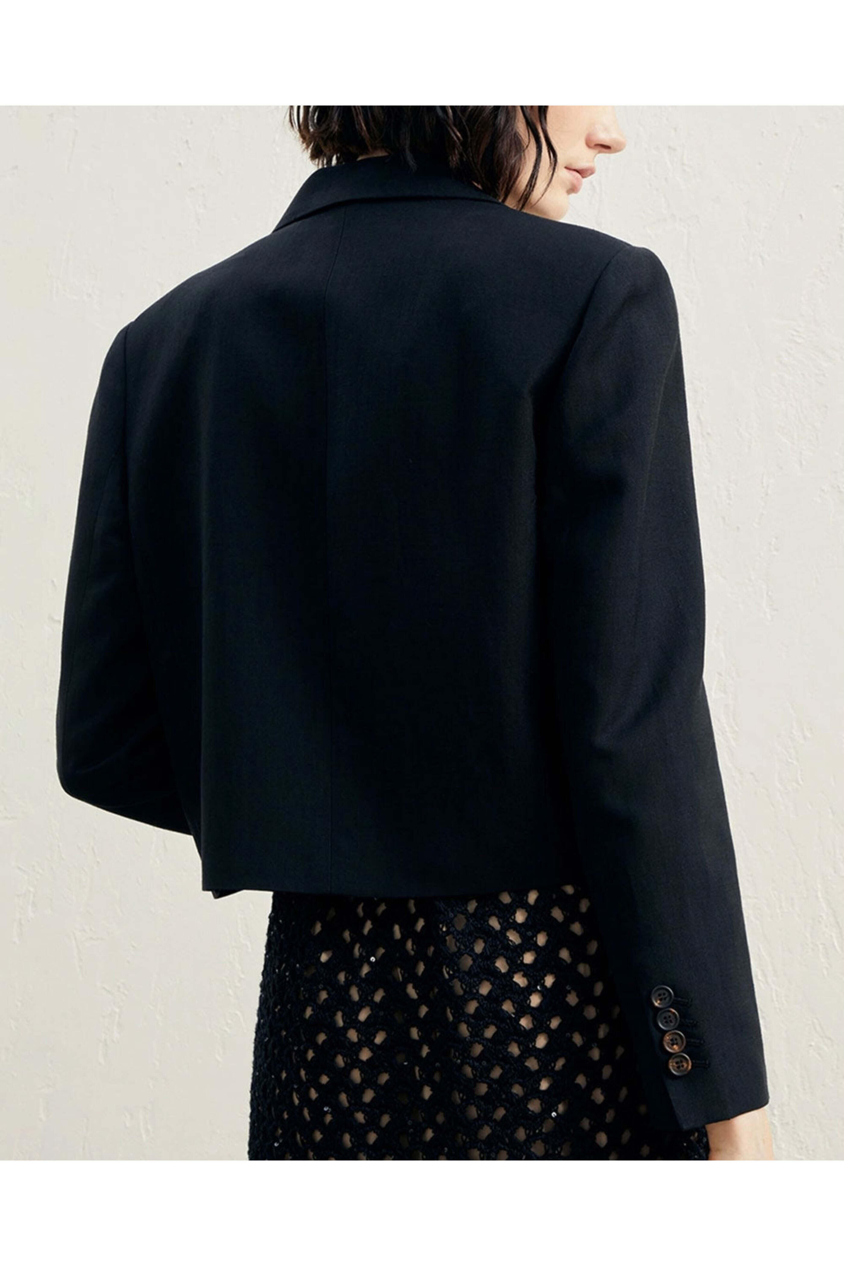 Brunello Cucinelli - Black Single Breasted Crop Blazer
