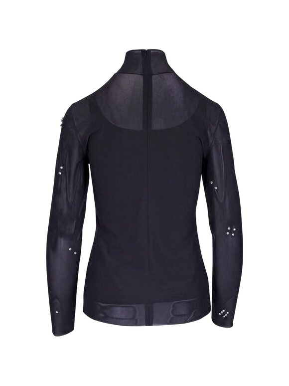 Akris Punto Diamond Dice Dot Black Embellished Mock Neck Top - view 3