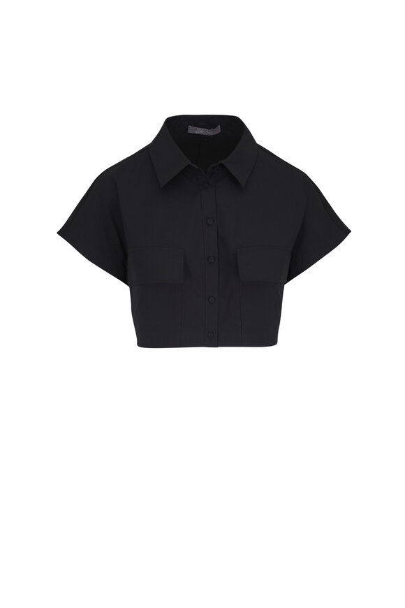 Carolina Herrera - Black U-Neckline Ruched Top | Mitchell Stores