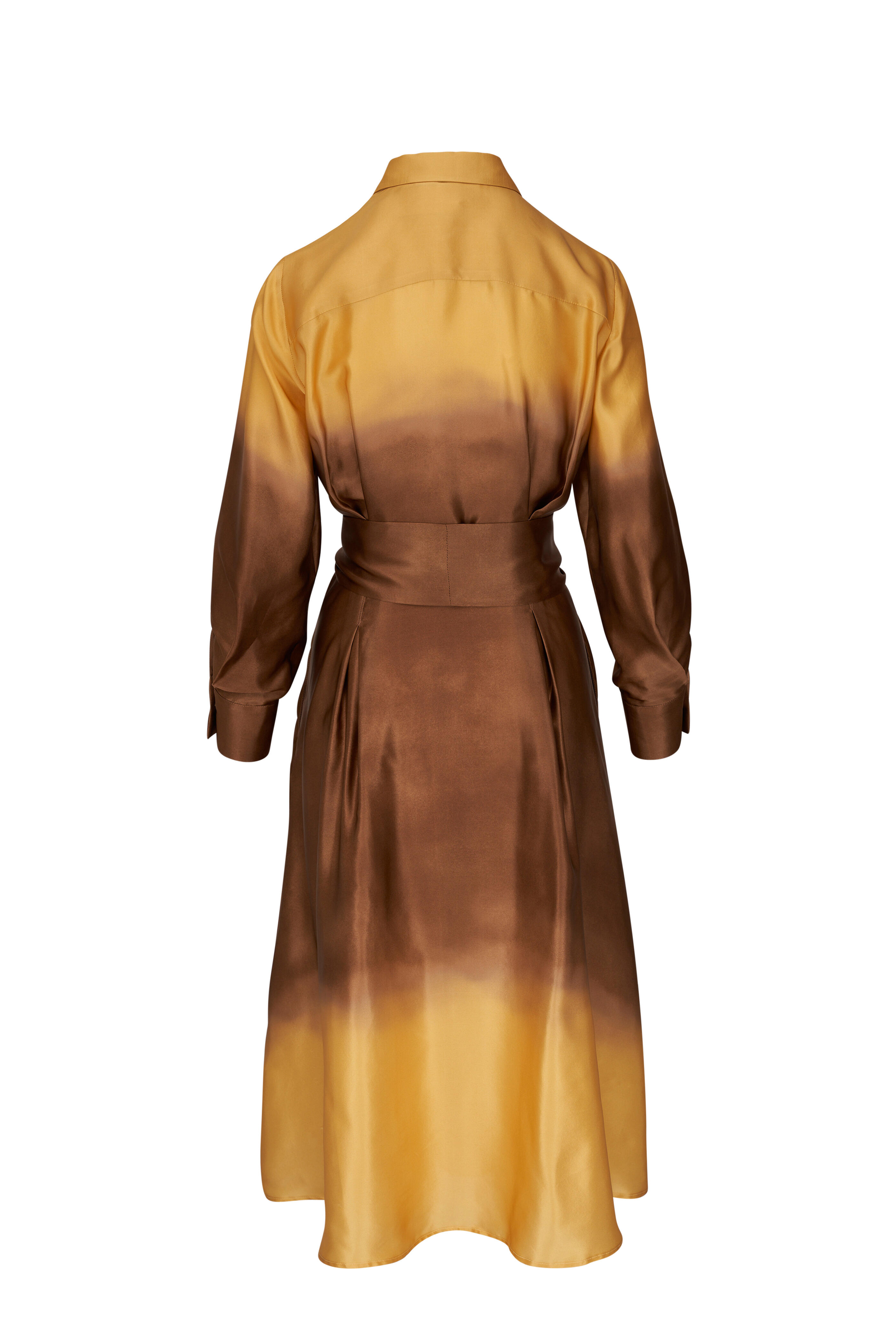 gold silk shirt dress Kiton Women's Yellow & Brown Dégradé Midi ONLY