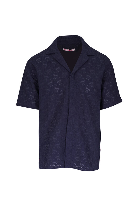 Orlebar Brown Maitan Broderie Night Iris Paisley Shirt