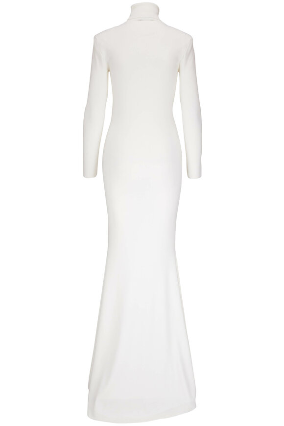 Saint Laurent - Natural White Turtleneck Wool Gown 