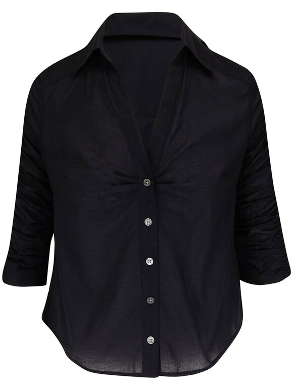 Veronica Beard - Porta Black Cotton Shirred Shirt 