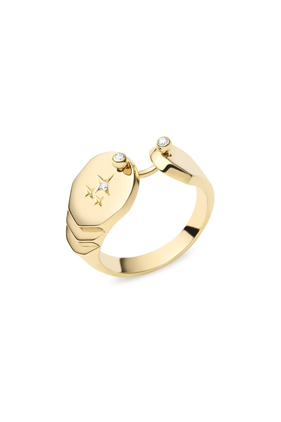 Nouvel Heritage - 18K Yellow Gold Sparkles Signet Ring