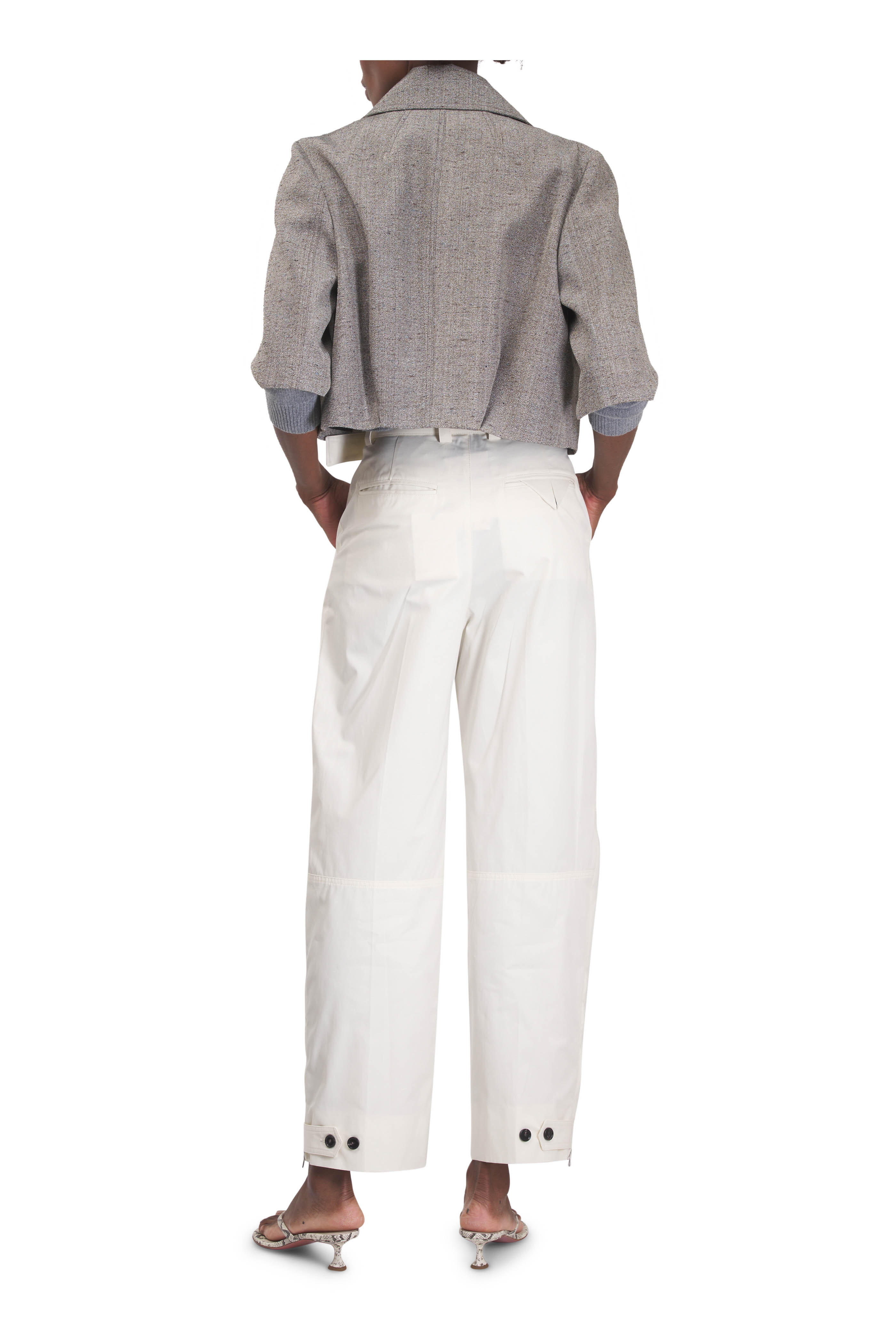 Bottega Veneta - Frosting Off White Cotton Twill Belted Pant