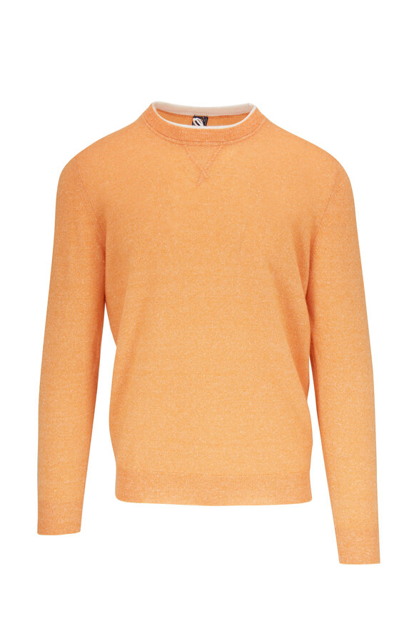 Fedeli - Orange Cashmere & Linen Crewneck Sweater