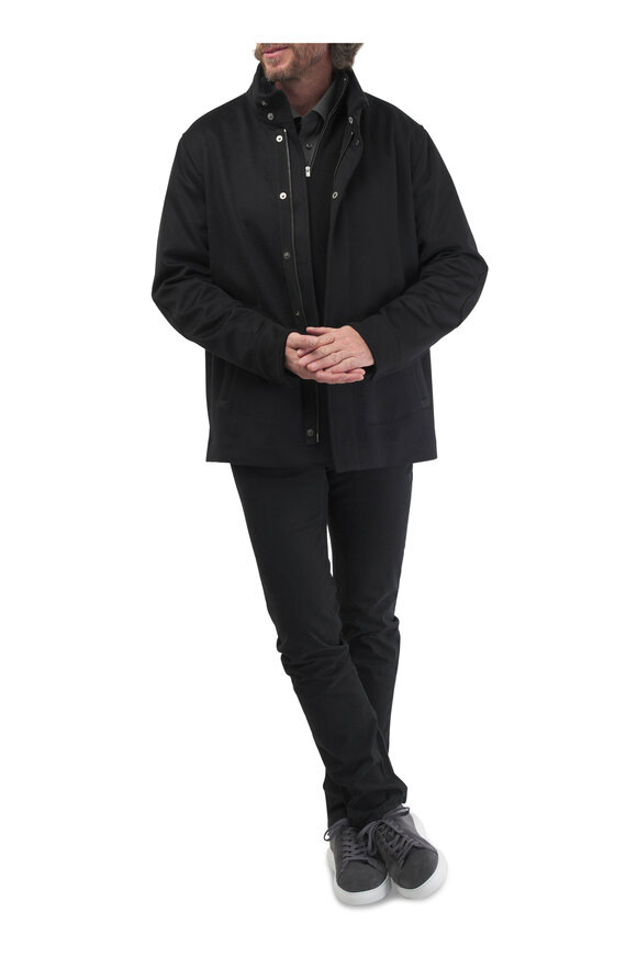 Agnona - Black Cashmere Quarter Zip Pullover