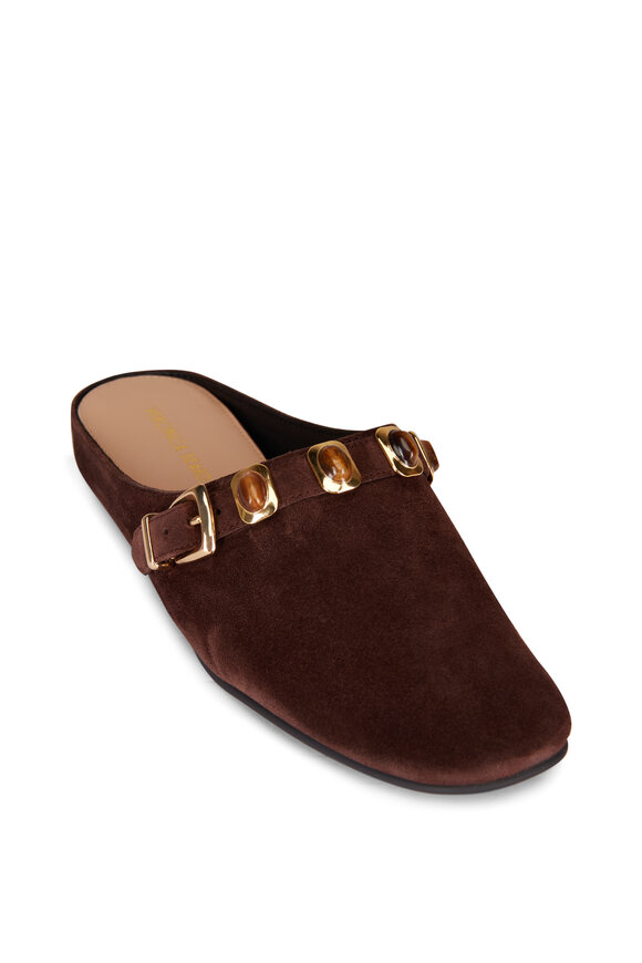 Veronica Beard Narcisa Cabachon Espresso Suede Mule - view 1