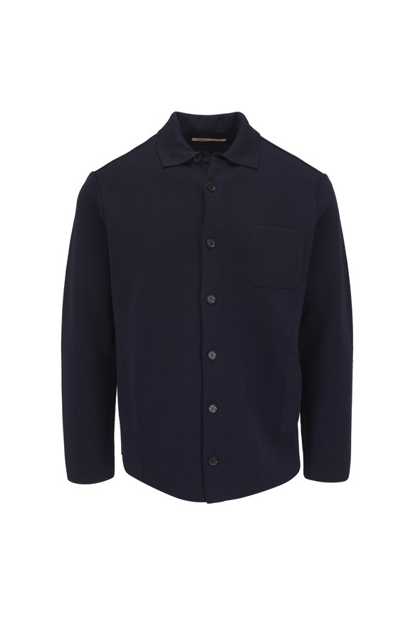 Maurizio Baldassari Milano Stitch Navy Wool Overshirt