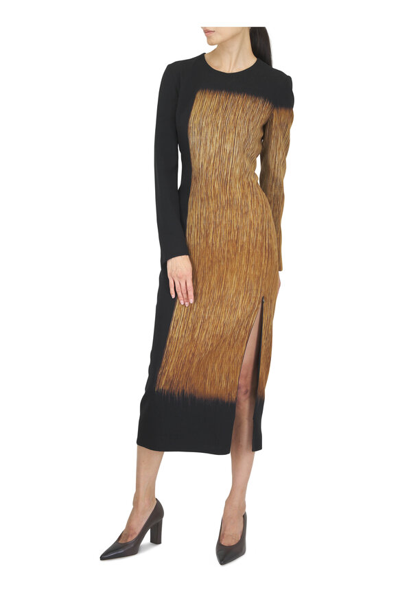 Akris Black Multi Wool Midi Sheath Dress - view 2