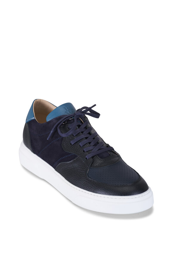 Ron White Macklan Midnight Leather & Suede Low-Top Sneaker