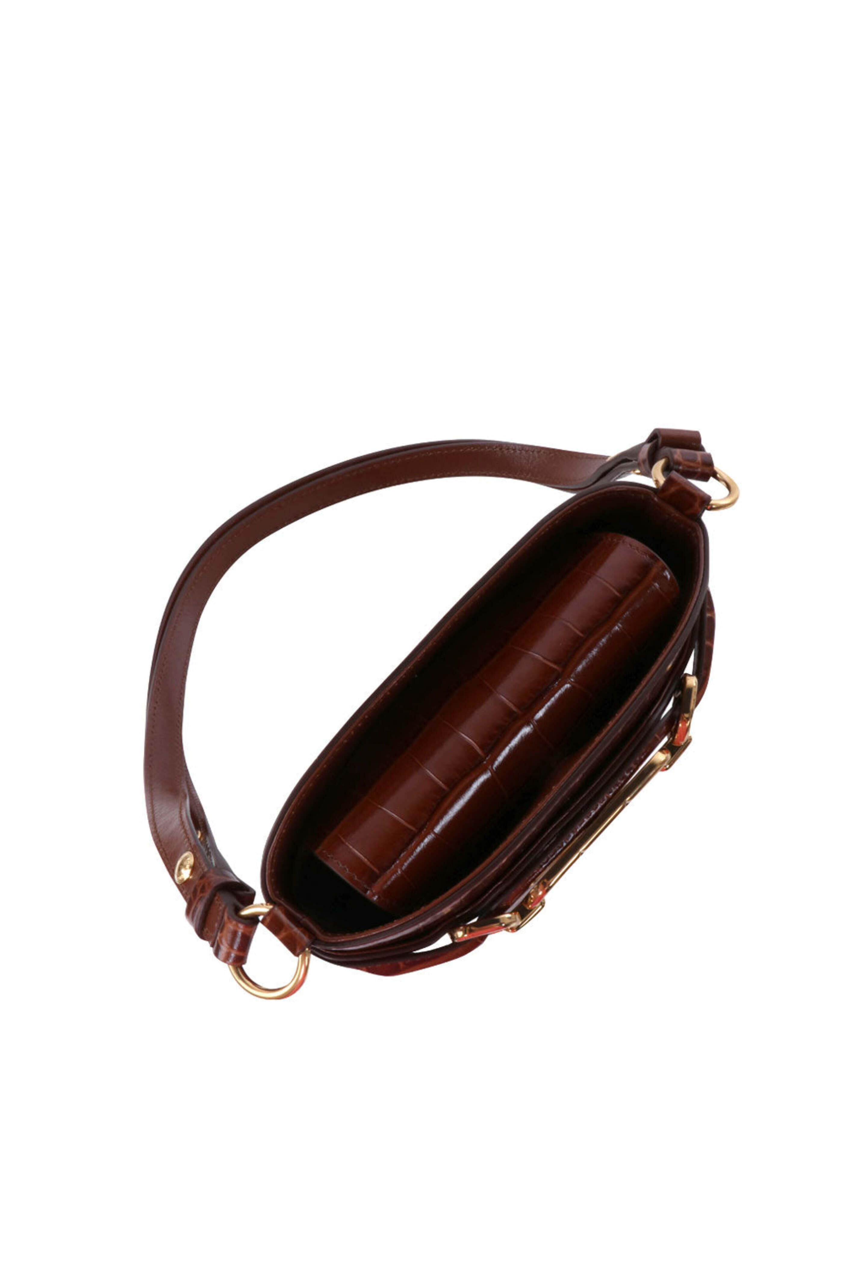 【TOM FORD】クロスボディバッグ コーヒー Tom Ford - Small Shiny Stamped Crocodile Bucket Bag in Brown