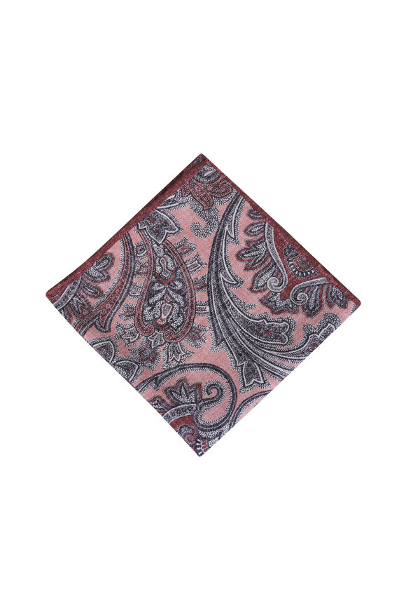 Paolo Albizzati Pink Reversible Silk Pocket Square - view 1