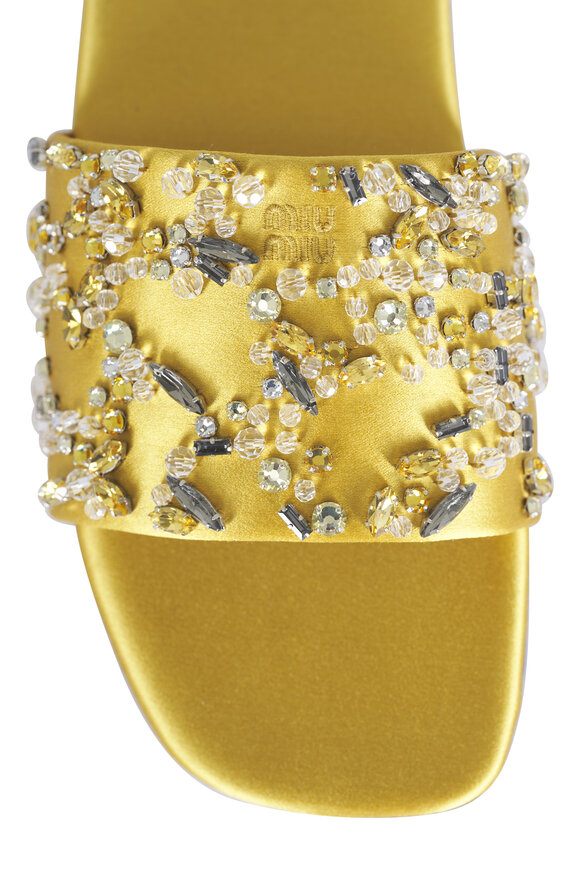 Miu Miu Yellow Crystal Slide Sandal - view 6
