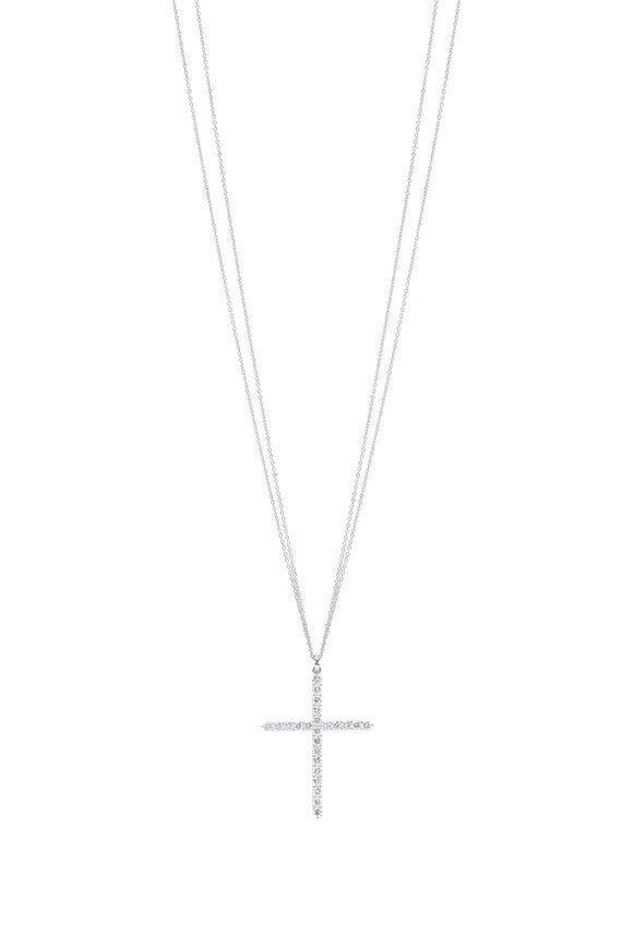 Renee Lewis Antique Diamond Cross Two Chain Necklace - view 1