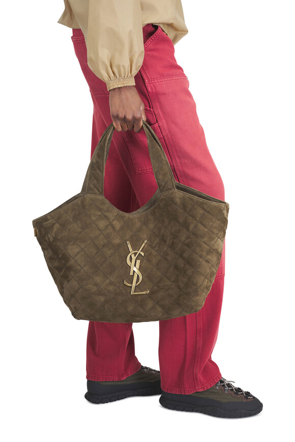 Saint Laurent Medium Icare Light Musk Suede Shopping Tote - view 2
