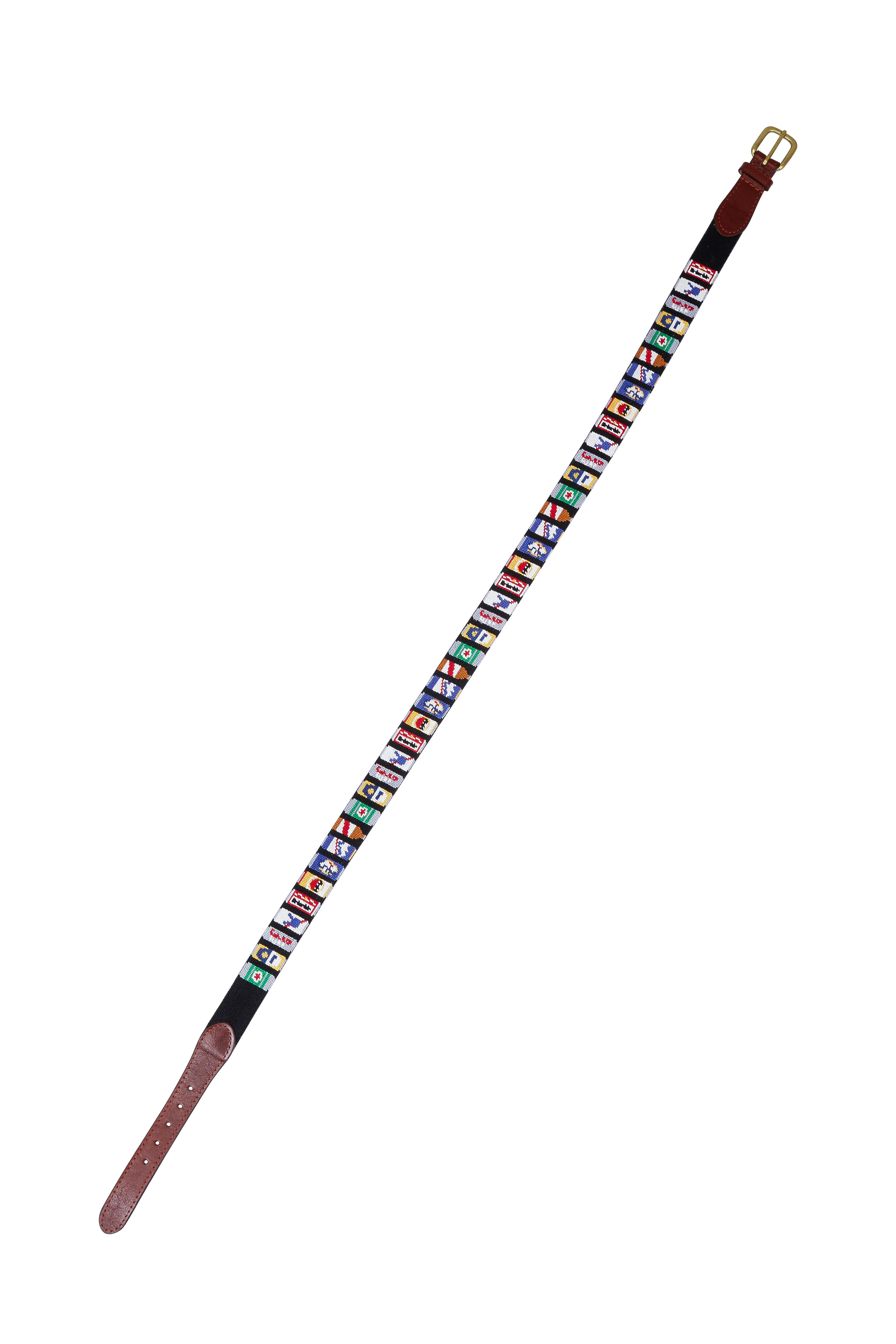 Smathers & Branson - Black Beer Cans Needlepoint Belt