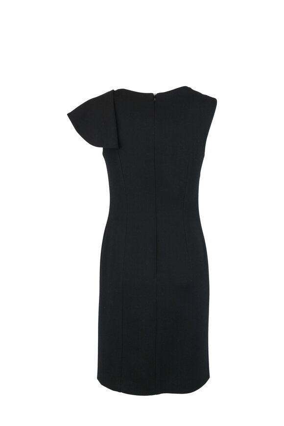 Kiton - Black Wool Ruffle Detail Crepe Dress 