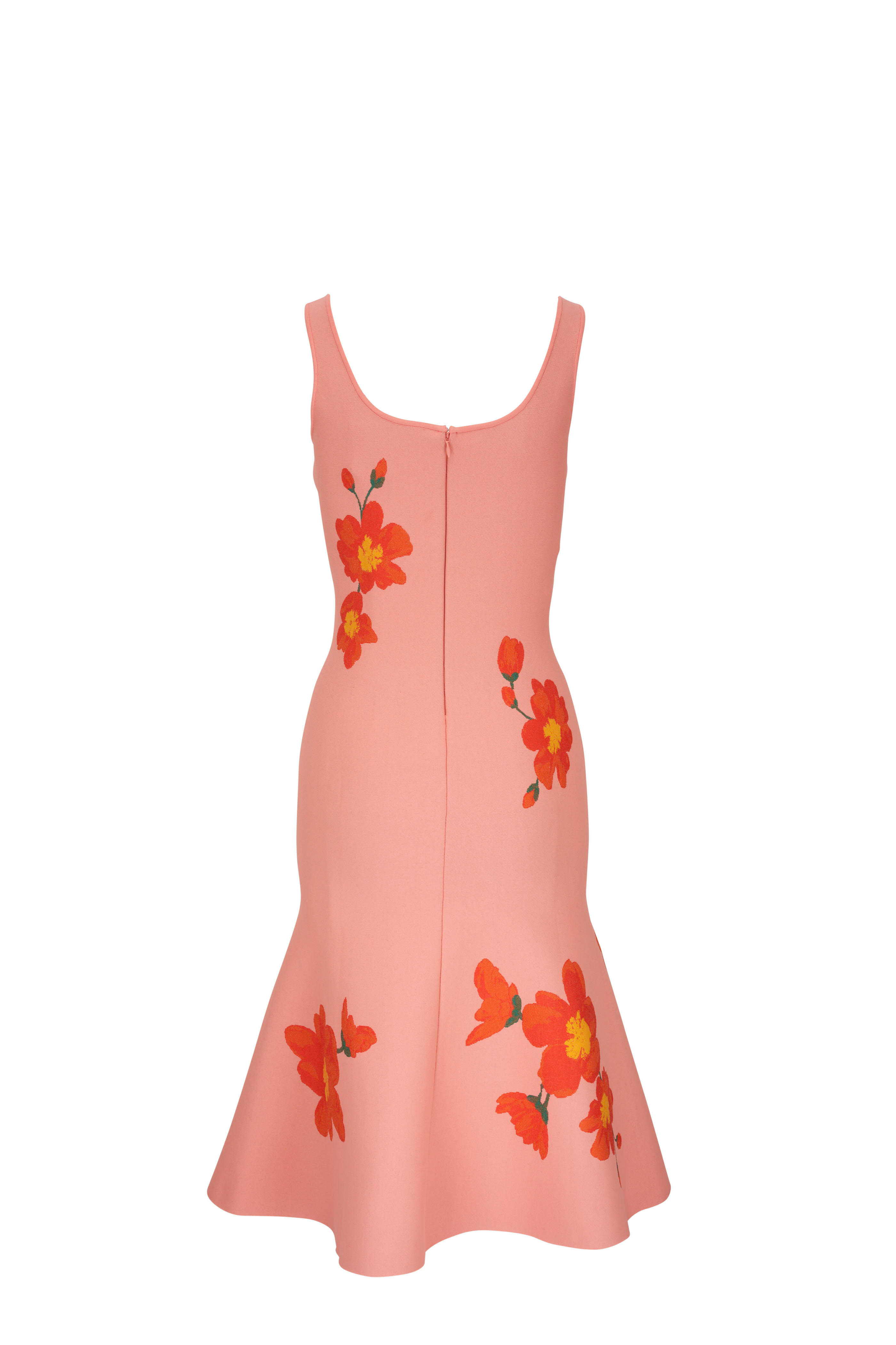 Carolina Herrera - Floral Intarsia Knit Trumpet Midi Dress