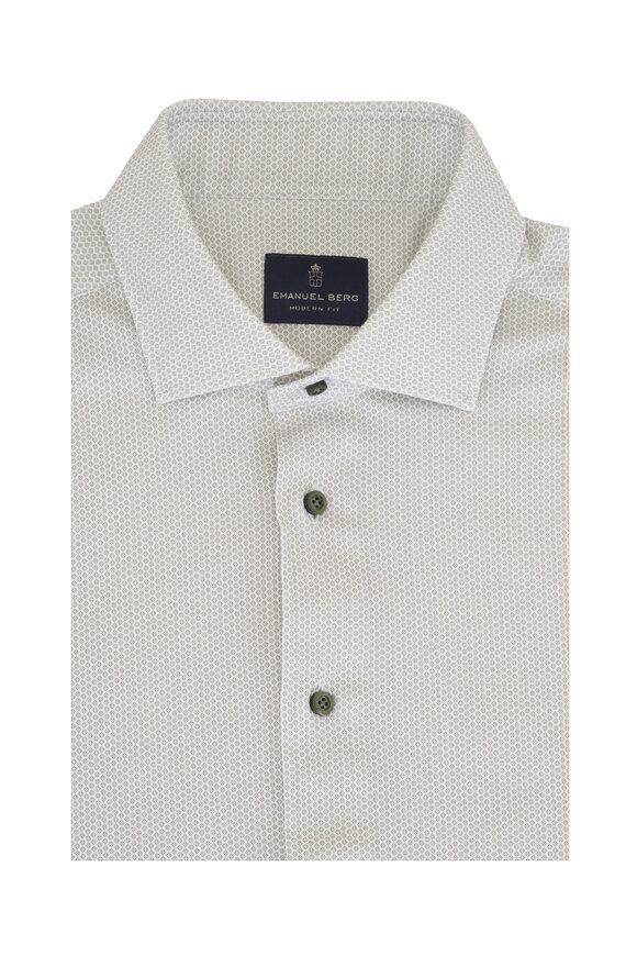 Emanuel Berg Green Modern 4 Flex Woven Knit Sport Shirt - view 1