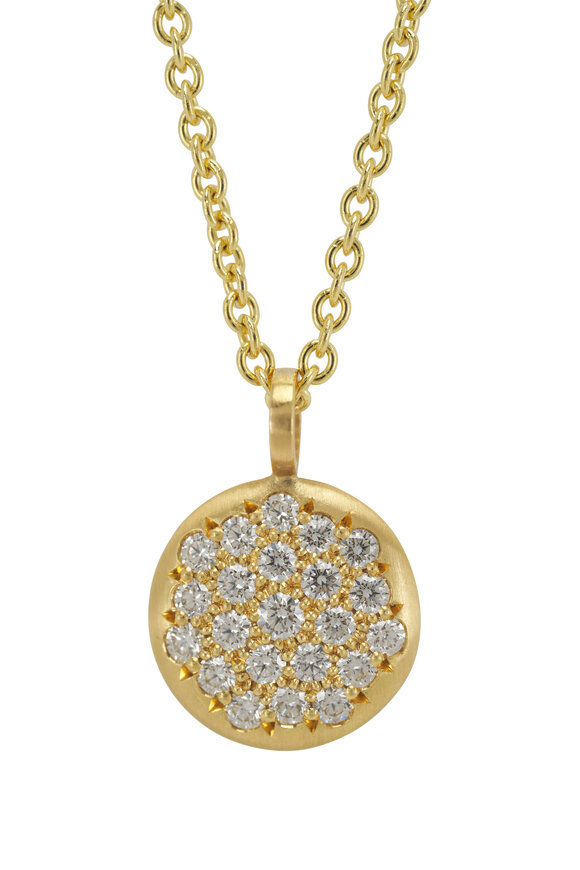 Caroline Ellen - Medium Pave Diamond Pendant Necklace 