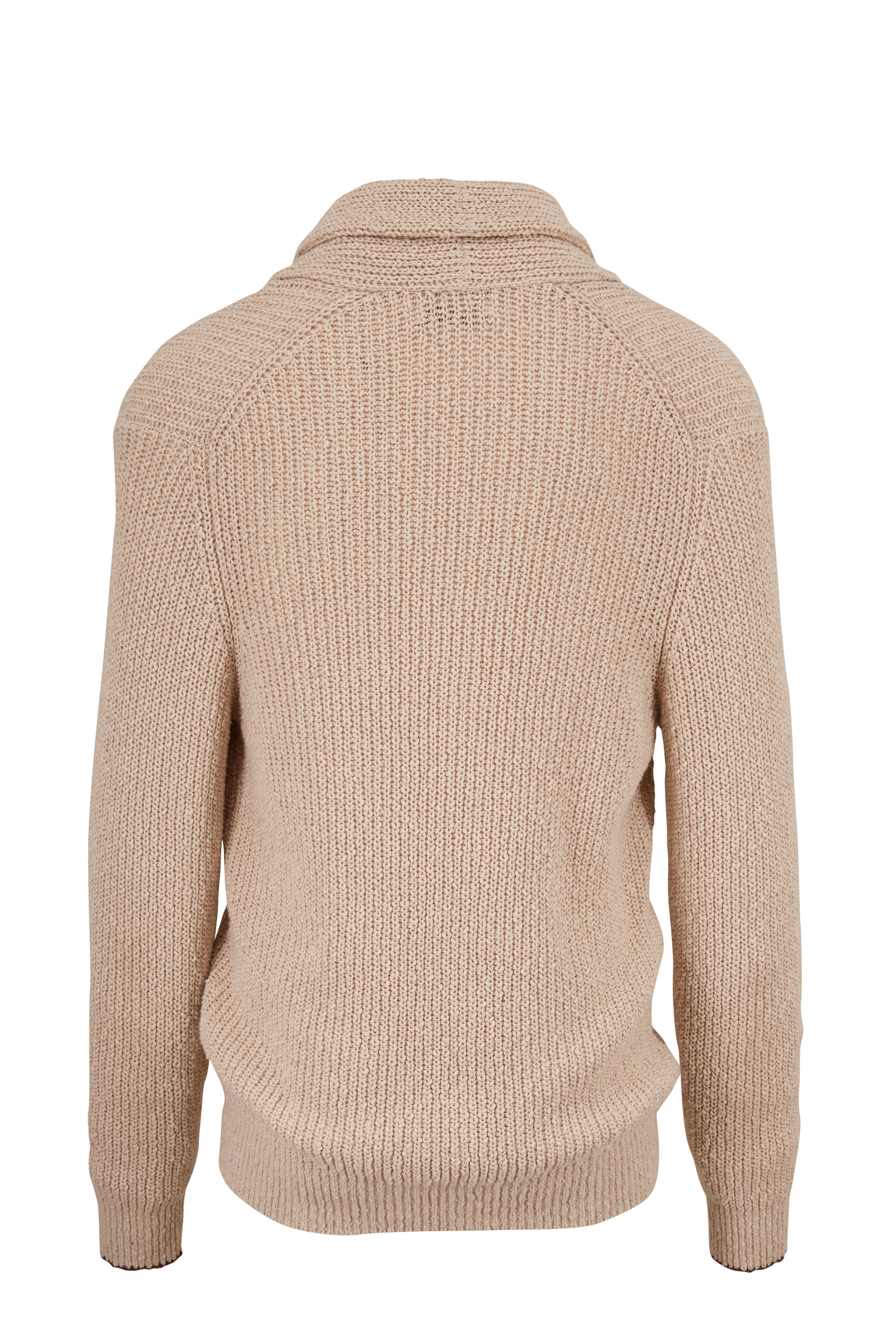 ニット・セーター BRUNELLO CUCINELLI Shawl cardigan Beige MNI708606 Brunello Cucinelli - Tan Cotton & Linen Shawl Collar Cardigan