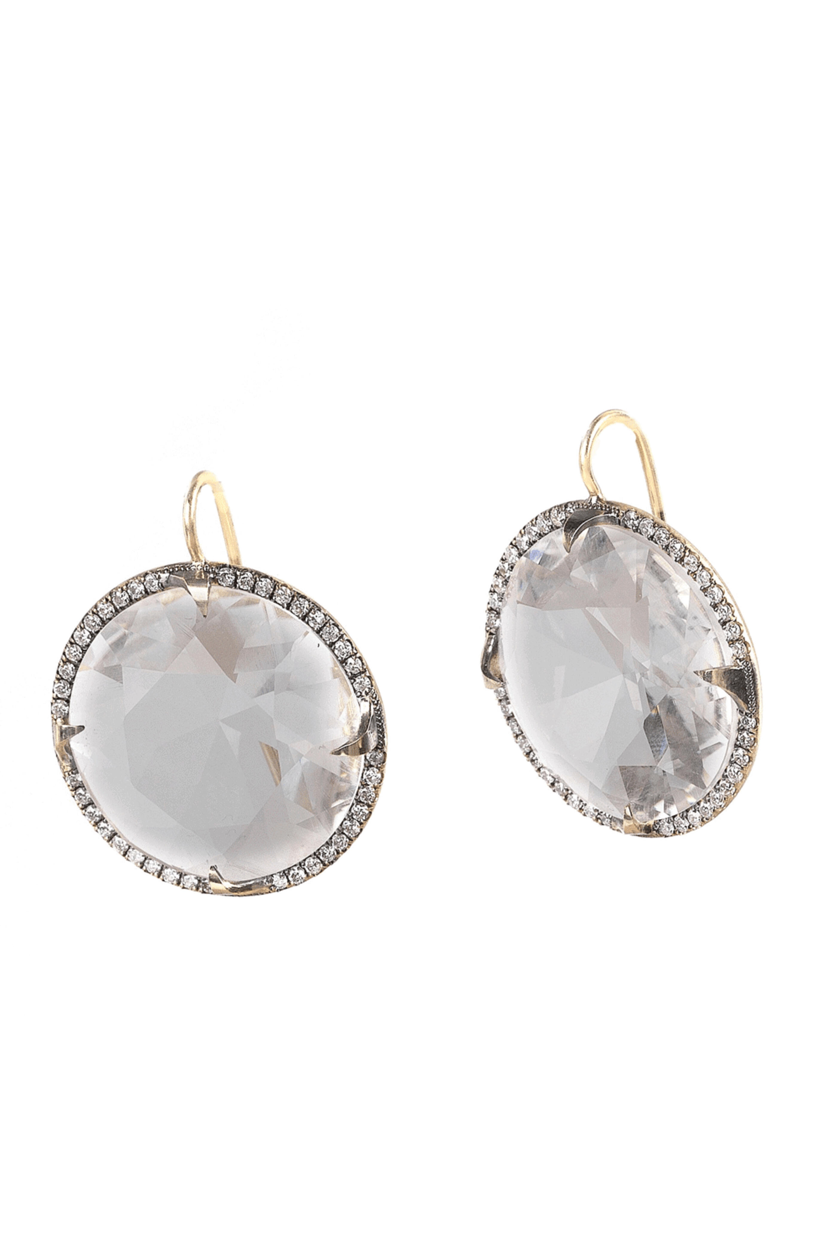 Sylva & Cie - Round White Quartz Earrings