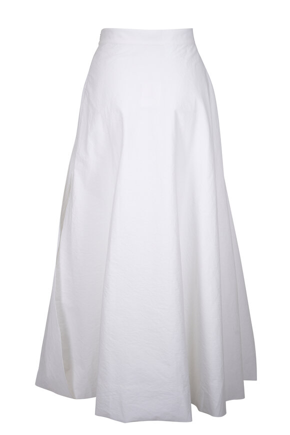 Brunello Cucinelli - White Techno Cotton Bubble Hem Midi Skirt