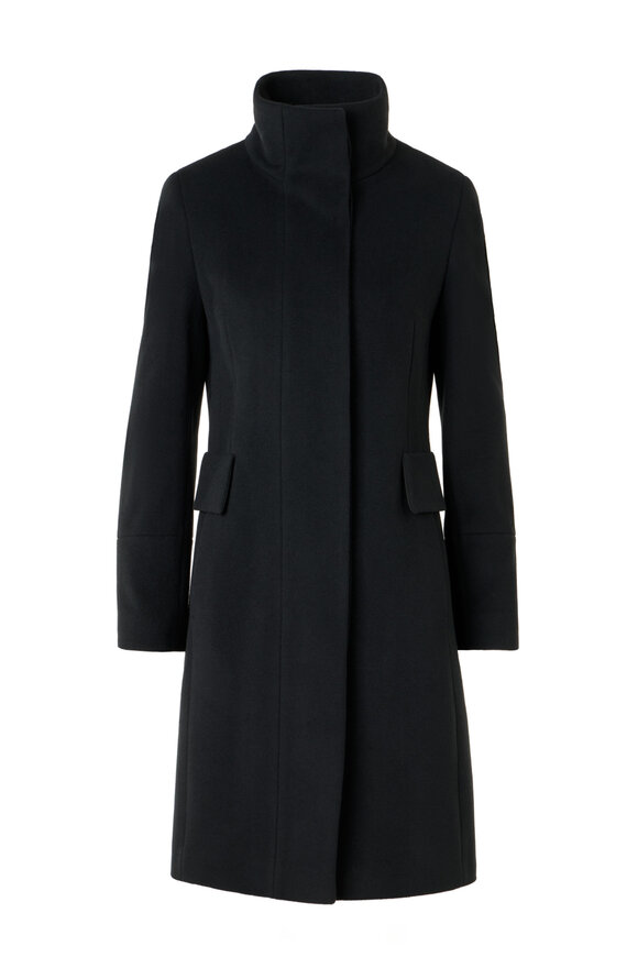 Akris Punto Duffle Knee Length Black Wool Coat