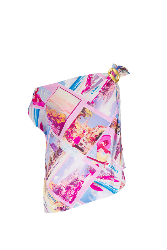 L'Agence Driselle Multicolor Postcard Print Top