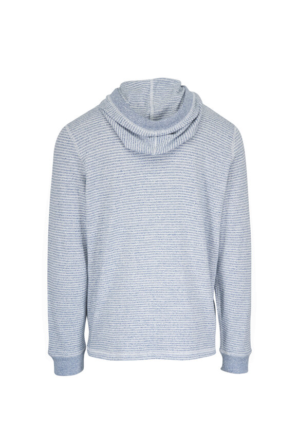 Faherty Brand Sunwashed Blue Stripe Cotton Hoodie - view 2