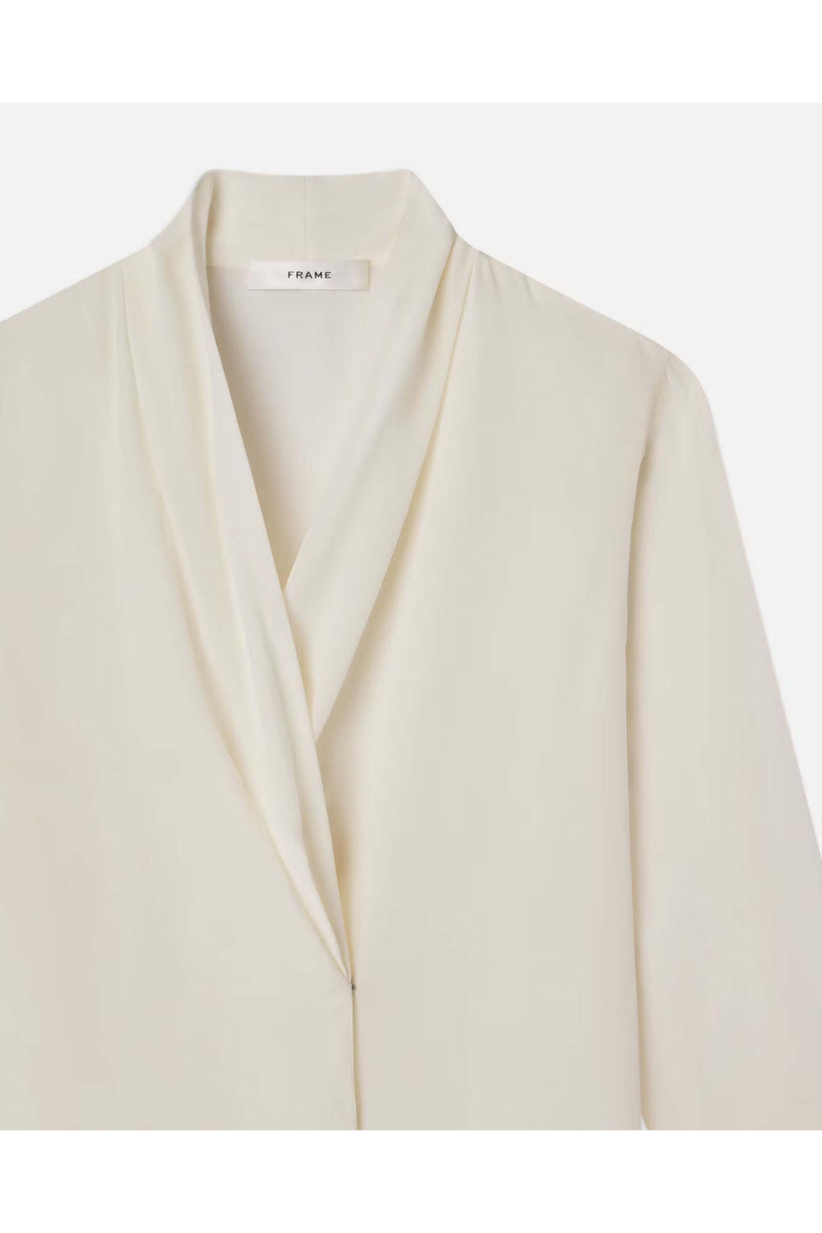 Frame - Shawl Collar Blouse in Cream