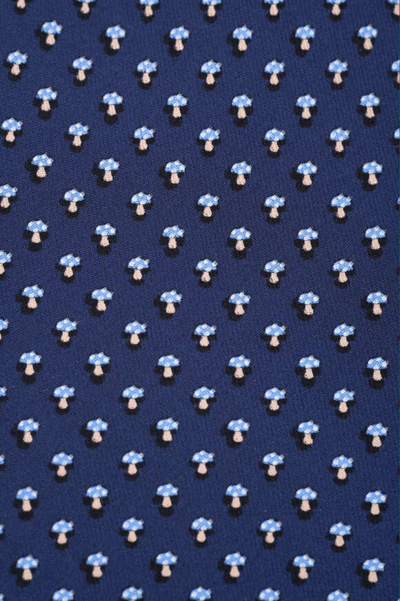 Ferragamo - Navy Mushroom Print Silk Necktie