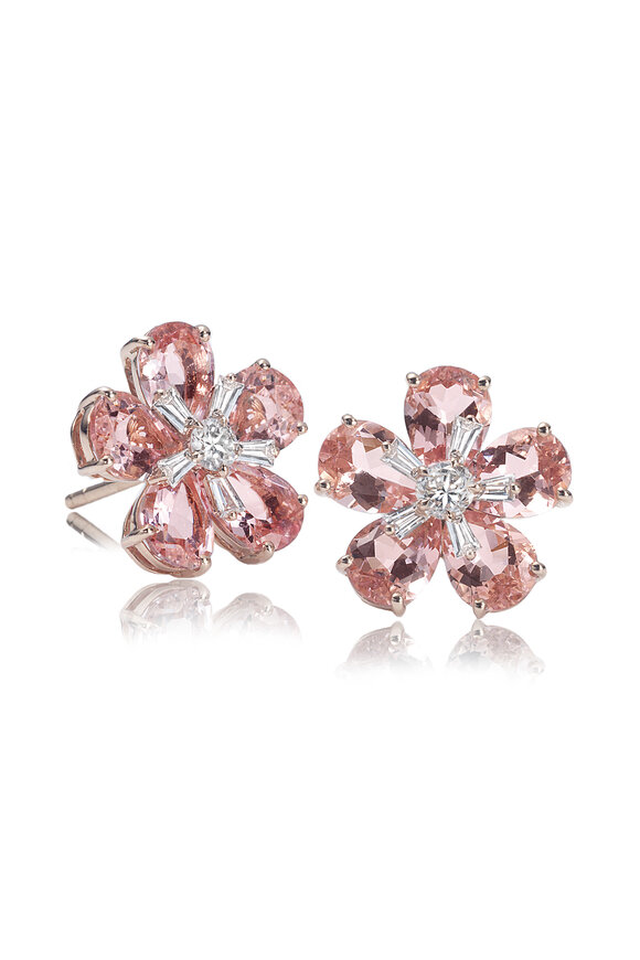 Nam Cho 18k Rose Gold Morganite & Diamond Wildflower Studs