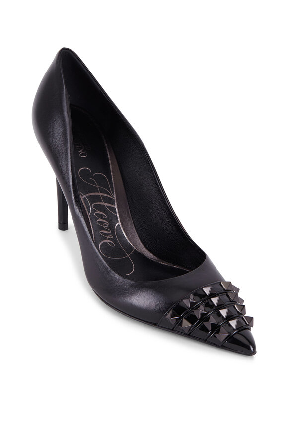 Valentino Garavani - Black Leather Spiked Toe Pump, 90mm