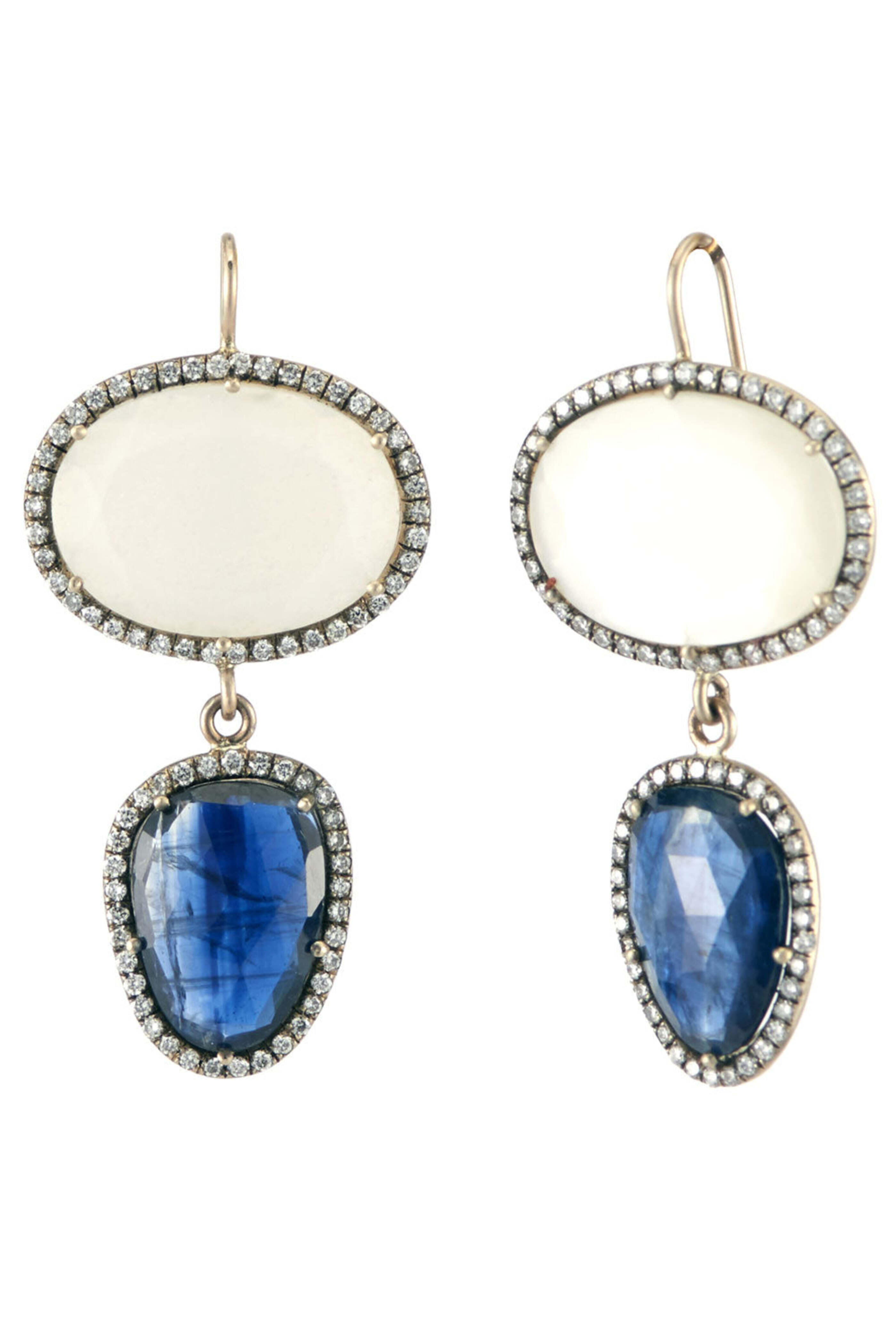 Sylva & Cie - Grey Moonstone and Kyanite Earrings