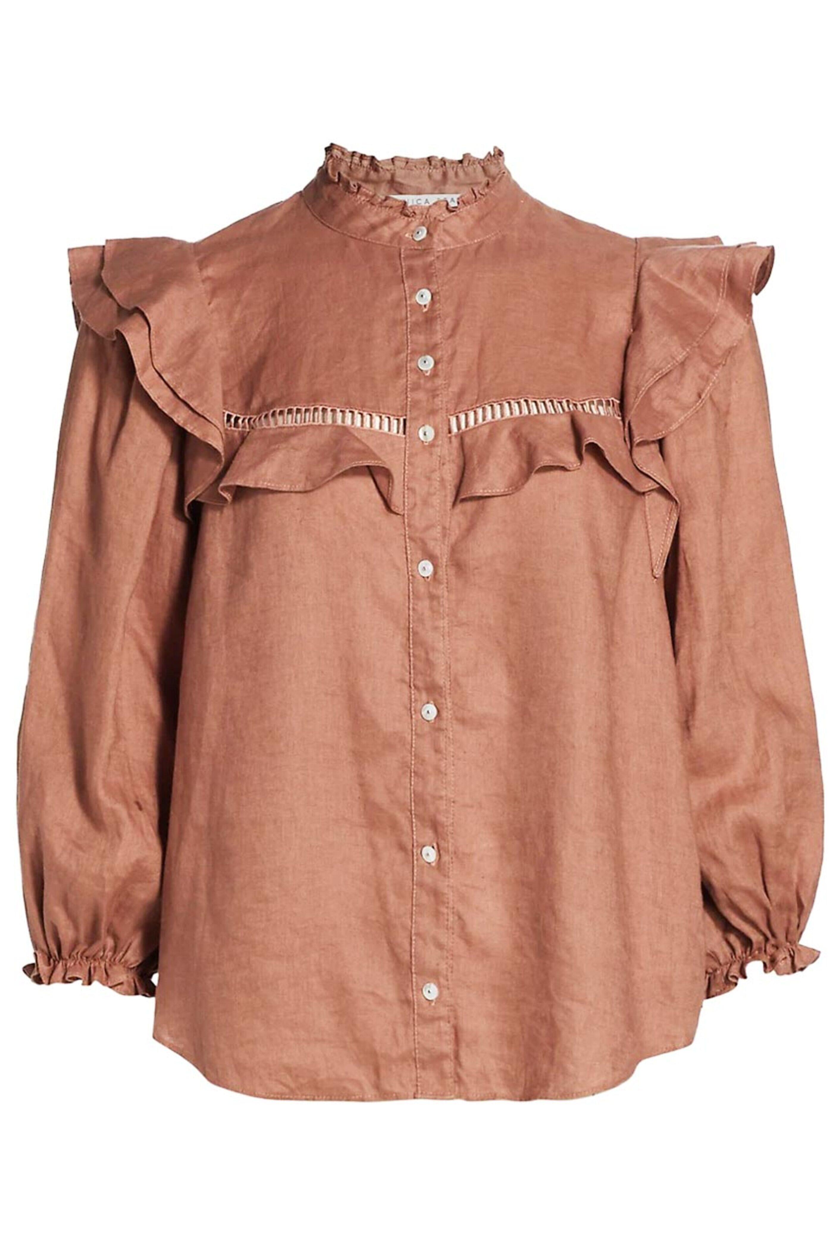 Veronica Beard - Dark Rosewood Ruffle Kelela Top