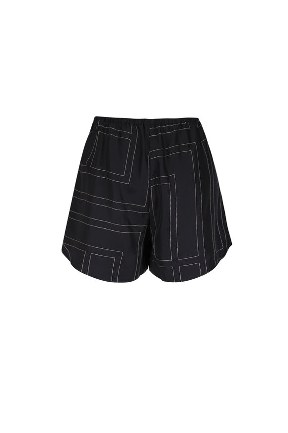 Totême Black Monogram Silk PJ Shorts - view 3