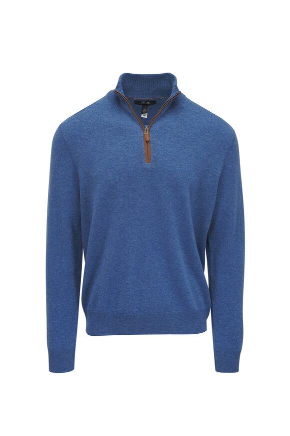 RLX Ralph Lauren Blue Cashmere Quarter Zip Pullover
